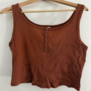 Uniqlo Women's Ribbed Crop Top - Brown